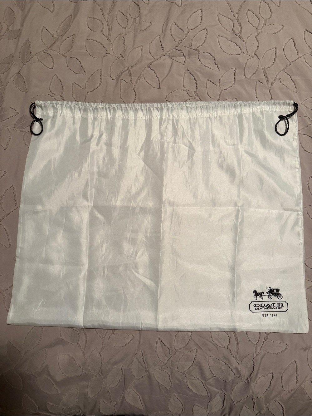 Coach Large Ivory Dust/Storage bag with Brown drawstring.